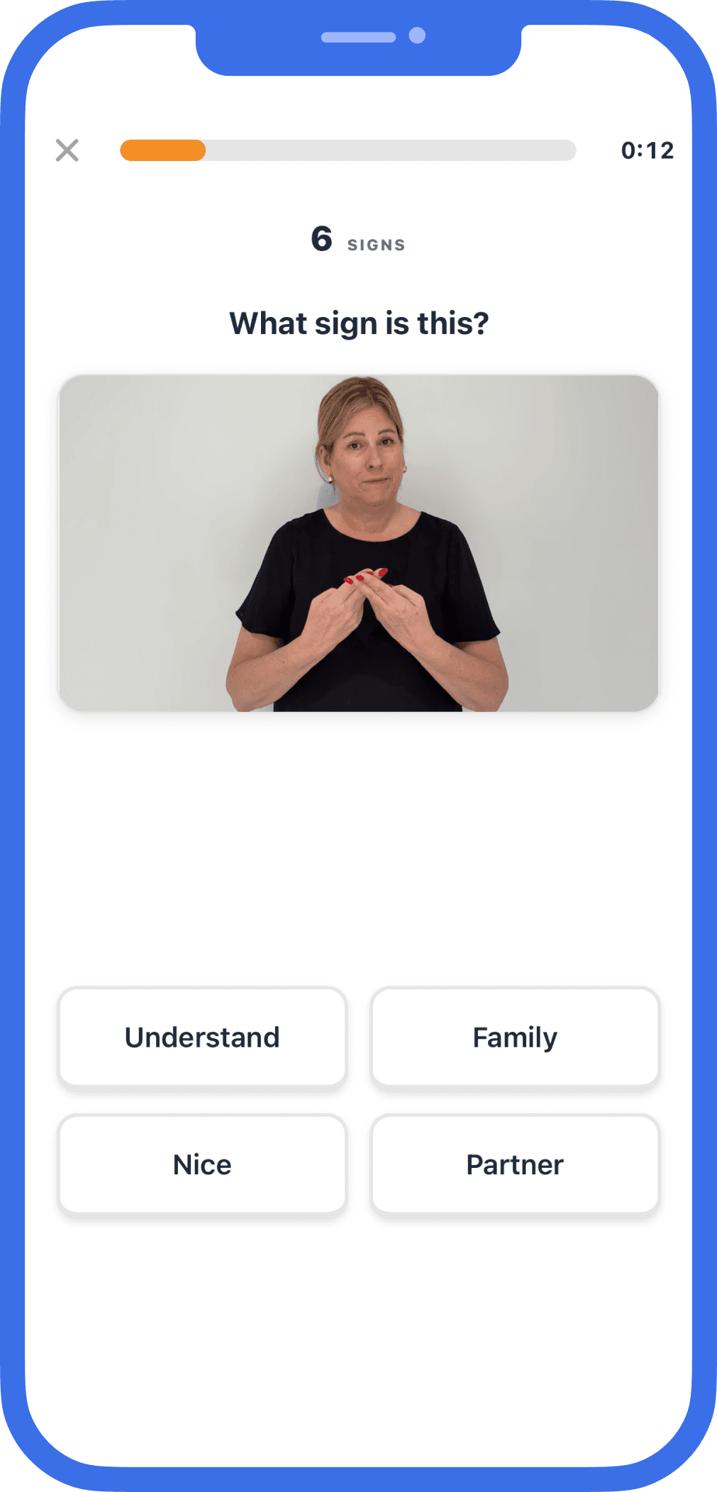 Auslearn quiz asking the learner to identify a demonstrated Auslan sign